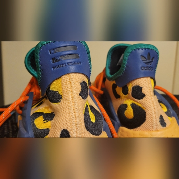 Leopard Print Sneakers with Orange Accents Pharrell NMD Adidas - Picture 8 of 12